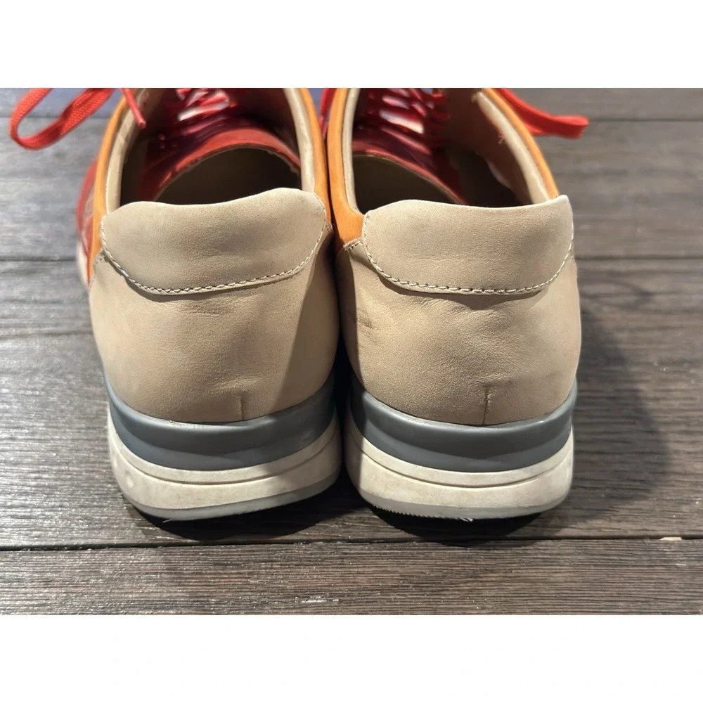 Vaneli‎ Sport Red Orange Tan lace up sneaker womens Sz 9 Rainbow Colorful